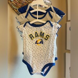 LA Rams 3 Pack Onesies Sz 3-6 Mos